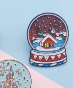Alternative view of Christmas Snow Globe Enamel Pin