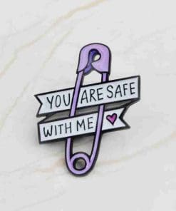 Purple Safety Pin 'You are safe with me' Enamel Pin