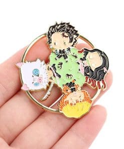 Alternative view of Demon Slayer 'Tanjirou Nezuko Inosuke Kyojuro | Cute' Enamel Pin