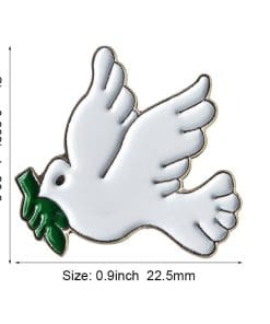 Alternative view of Dove 'Flying White Pigeon' Enamel Pin