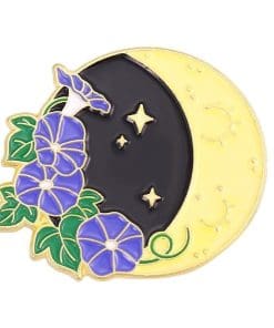 Floral Moon Phase 'Waxing Crescent' Enamel Pin