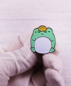 Alternative view of Funny Chubby Frog Enamel Pin