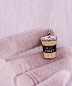 Alternative view of Iced Coffee 'But First' Enamel Pin