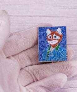 Alternative view of Cat Portrait 'Van Gogh Style' Enamel Pin