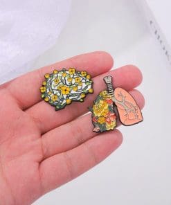 Alternative view of Floral Organ 'Congested Lung | Yellow Peonies' Enamel Pin