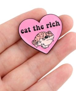 Alternative view of Eat The Rich Frog 'Pink Heart' Enamel Pin