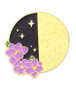 Floral Moon Phase 'First Quarter' Enamel Pin