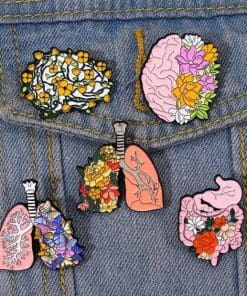 Alternative view of Floral Organ 'Intestine | Red Peonies' Enamel Pin