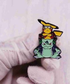 Alternative view of Pokemon 'Pikachu And Bulbasaur x Naruto' Enamel Pin