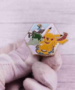 Alternative view of Pokemon 'Pikachu And Bulbasaur | Skiing' Enamel Pin