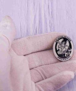 Alternative view of Saint Michael The Archangel 'Defend Us In Battle' Enamel Pin