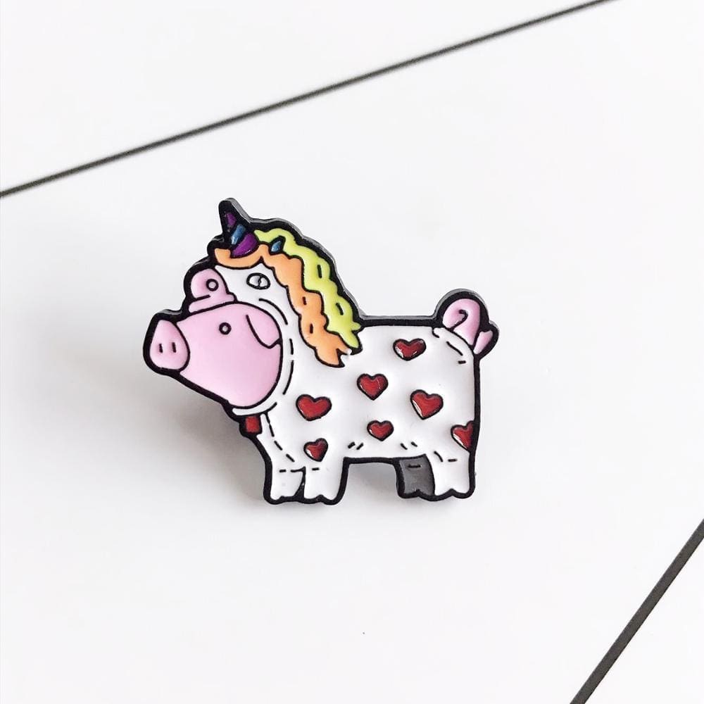Cute 'Pig in Unicorn Costume" Enamel Pin