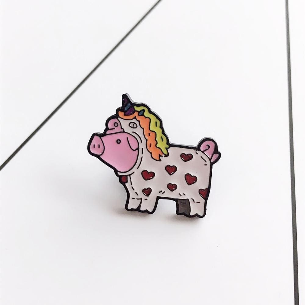 Cute 'Pig in Unicorn Costume" Enamel Pin - Image 3