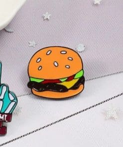 Alternative view of Cheesy Burger Enamel Pin