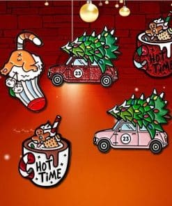 Alternative view of Christmas stocking x Cat's Tail Enamel Pin