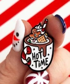 Christmas Coffee Cup 'White | Hot Time' Enamel Pin