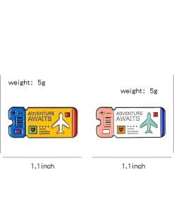 Alternative view of Air ticket Set of 2 'Yellow & White' Enamel Pin