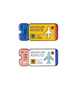 Air ticket Set of 2 'Yellow & White' Enamel Pin