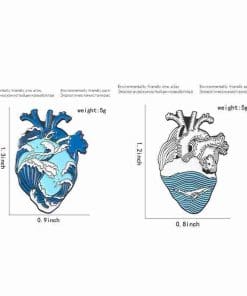 Alternative view of Travel Ocean Heart Set Enamel Pin