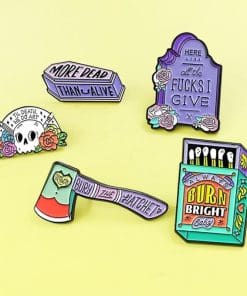 Alternative view of Halloween 'Coffin | More Dead Than Alive' Enamel Pin