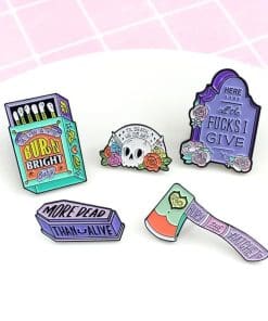 Halloween 'Tombstone | Here All The Fucks I Give' Enamel Pin - Image 6