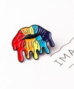 Alternative view of Cute Rainbow Lips 'Melted' s Enamel Pin