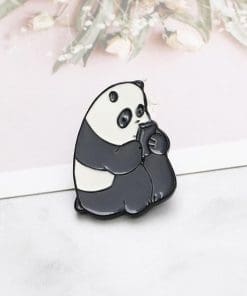 Funny Panda Playing Tablet Enamel Pin