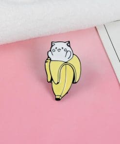 Alternative view of Cute Banana x Happy Cat Enamel Pin