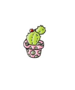 Cactus 'Bunny Ears with Flower' Enamel Pin