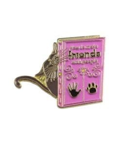 Cute Cat & Book 'How To Make Friends With People' Enamel Pin