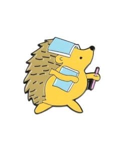 Cute 'Hedgehog with Books' Enamel Pin