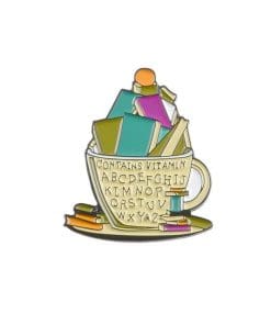Books Are Magic 'Cup of Books | Contains Vitamin A to Z' Enamel Pin