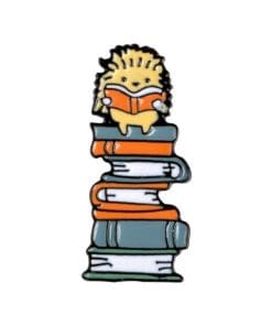 Cute Animal 'Hedgehog Reading Books' Enamel Pin