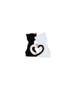 Cute Cat ' Lovely Couple Black & White' Enamel Pin