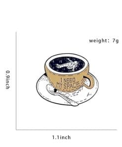 Alternative view of Coffee Cup 'I Need Space' Enamel Pin