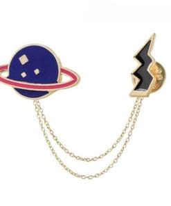Chain 'Planet and Lightning Bolt' Enamel Pin