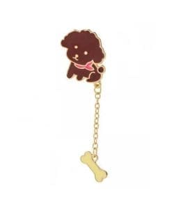 Chain 'Cute Dog Poodle and Bone' Enamel Pin