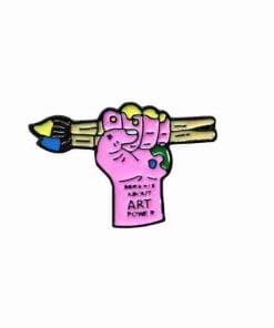 Powerful Pink Hand with Paint Brushes Enamel Pin