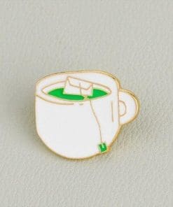 Classic White Tea Cup 'Green Tea' Enamel Pin