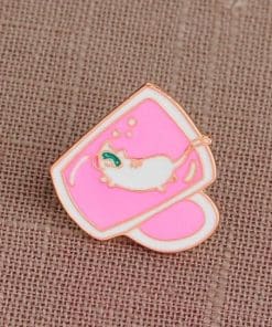 Cute Pink Mug 'Mouse Trap' Enamel Pin