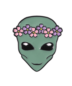 Cute 'Alien with Flower Crown' Enamel Pin
