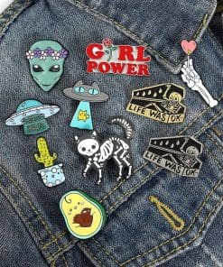 Alternative view of Cute 'Glitter Spaceship' Enamel Pin