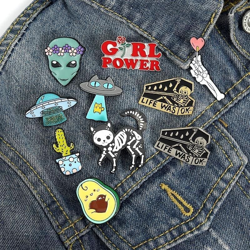 Cute 'Golden Skeleton | Life Was Ok' Enamel Pin - Image 4