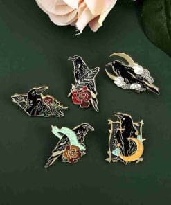 Alternative view of Raven 'Moon Flowers ver.2' Enamel Pin