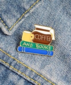 Alternative view of Coffee and Books Enamel Pin