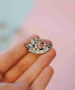 Alternative view of Pastel Flower 'Doing My Best' Enamel Pin