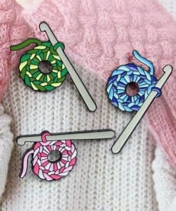 Alternative view of Knitting Wool 'Knotted Crochet | Blue Ball' Enamel Pin