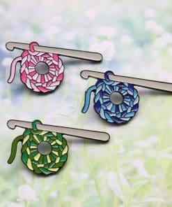 Alternative view of Knitting Wool 'Knotted Crochet | Pink Ball' Enamel Pin