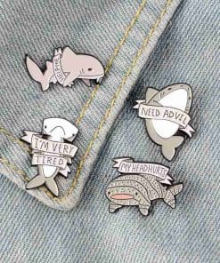 Alternative view of White Shark 'Help Me' Enamel Pin