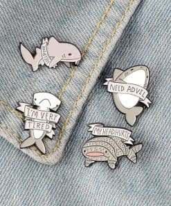 Alternative view of Funny Shark 'I'm Very Tired' Enamel Pin
